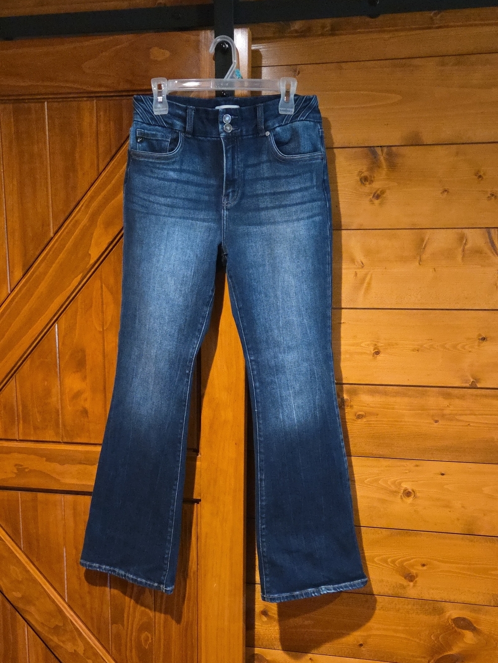 KanCan Dark Blue Flare Jeans with Subtle Fade